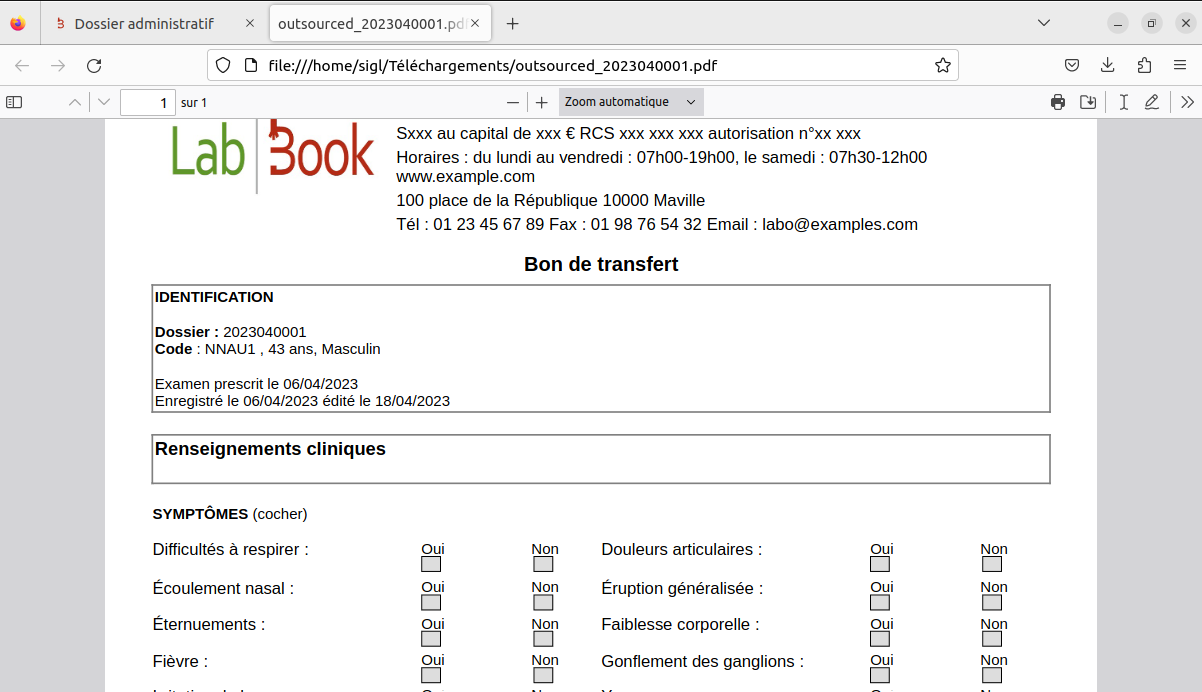 Bon de transfert