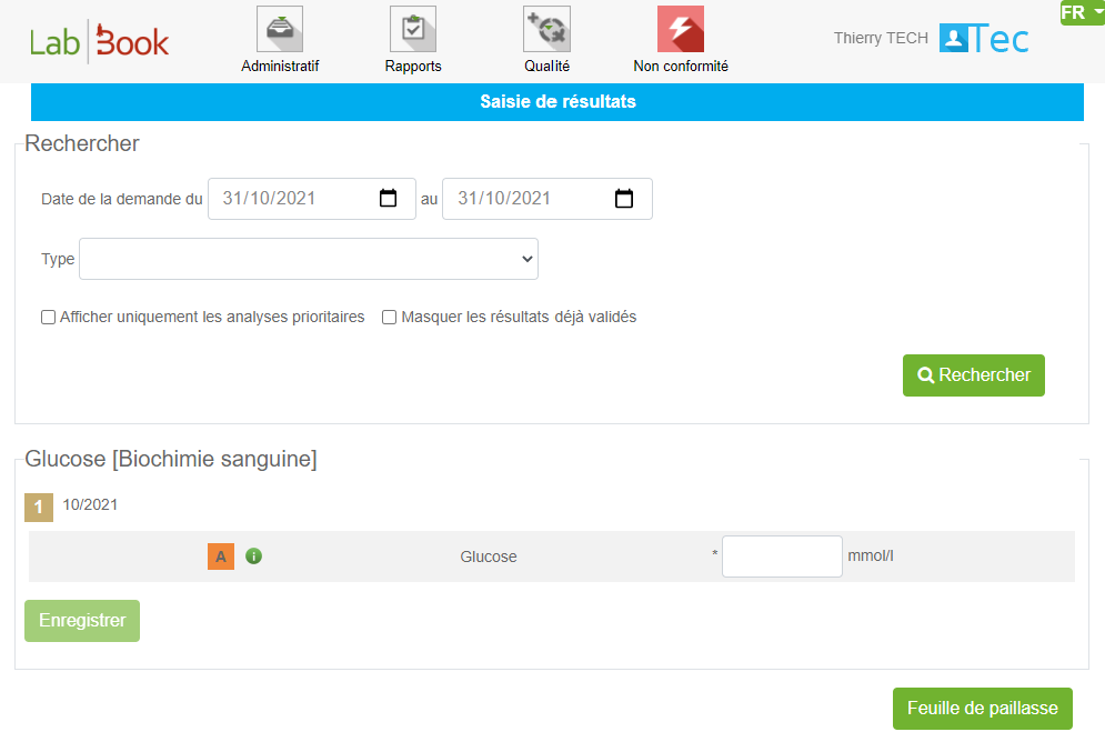 Feuille de paillasse