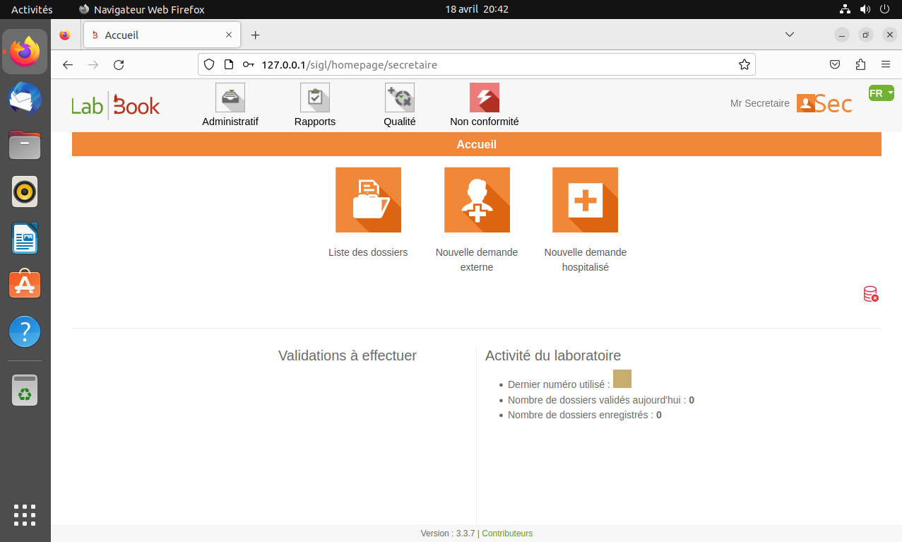 Interface ordinateur de LabBook